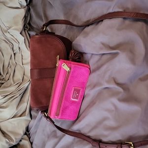 Fossil Crossbody Purse Leather Red Suede Tassel Saddle Bag SHB1752